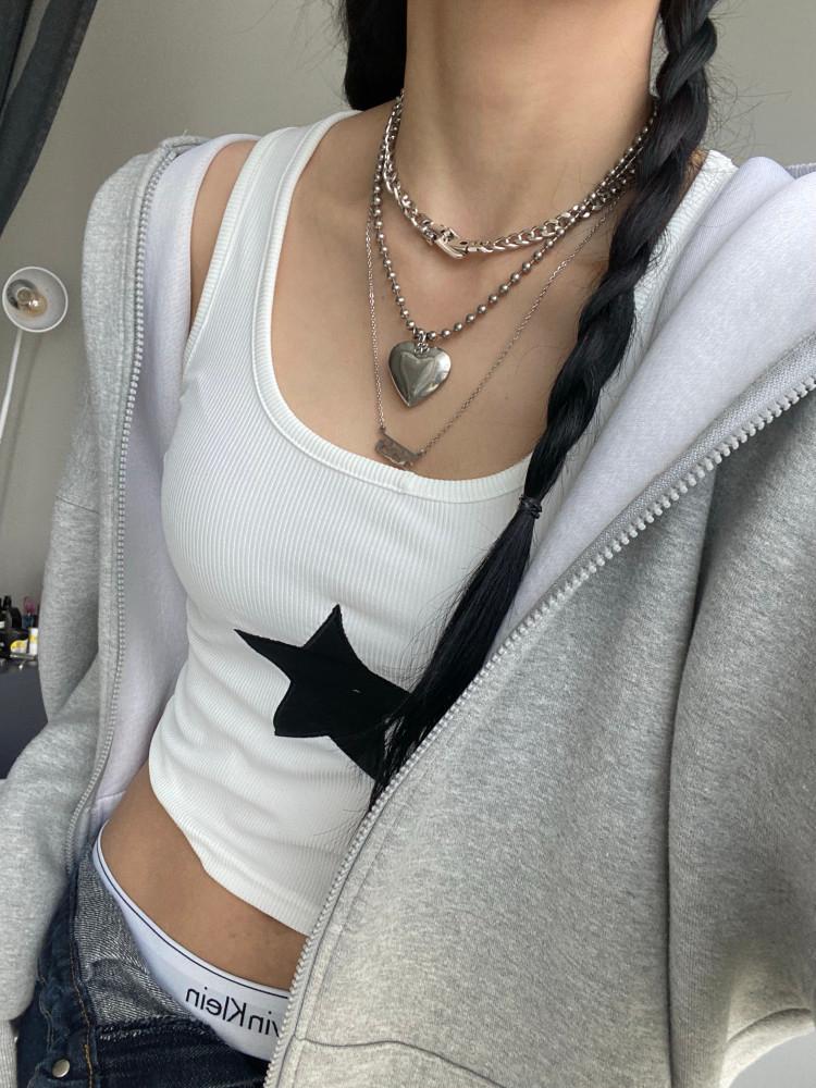 star patchwork sleeveless |스타 패치워크 슬리브리스