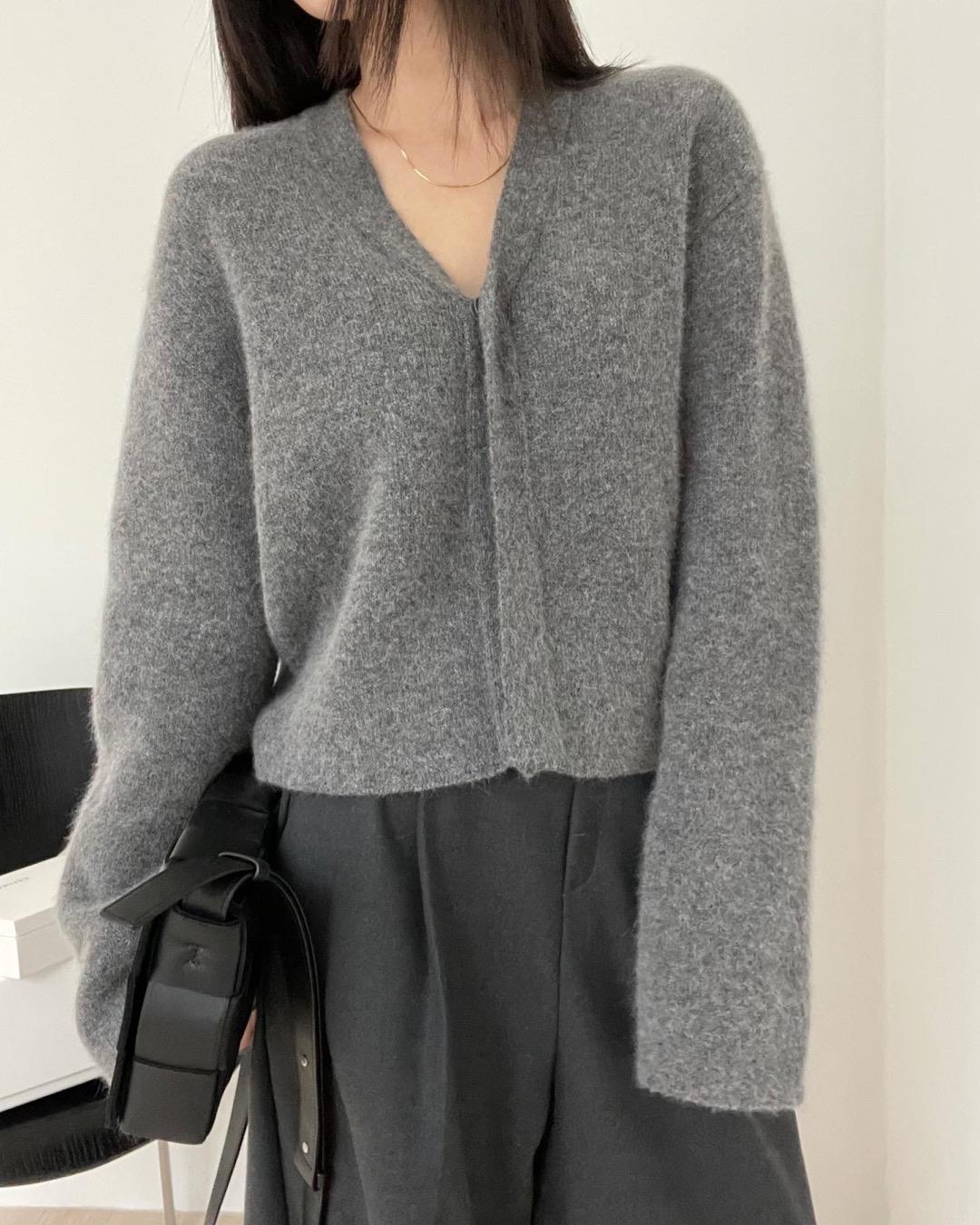 FOX RACCOON BLENDED ONE BUTTON CARDIGAN / 3COLORS