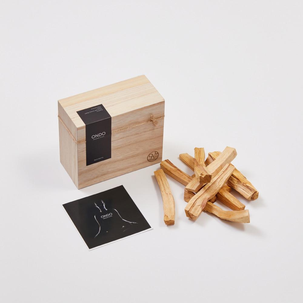 ONDO 스머지스틱 - Palo Santo 팔로산토 – 프리미엄 우드 박스 / 천연 아로마 인센스 스틱 방향제 / Thick cut 10-12 pc