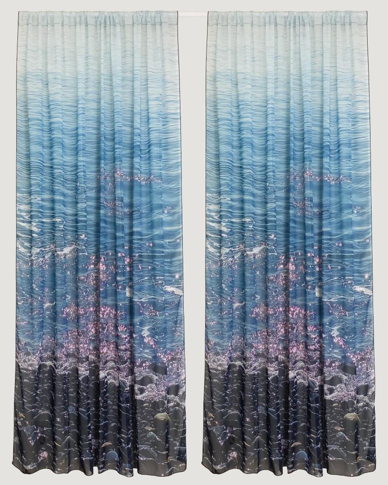 [7차 리오더] 꼼마레 윤슬 파도 물결 쉬폰 커튼 패브릭 포스터 가리개