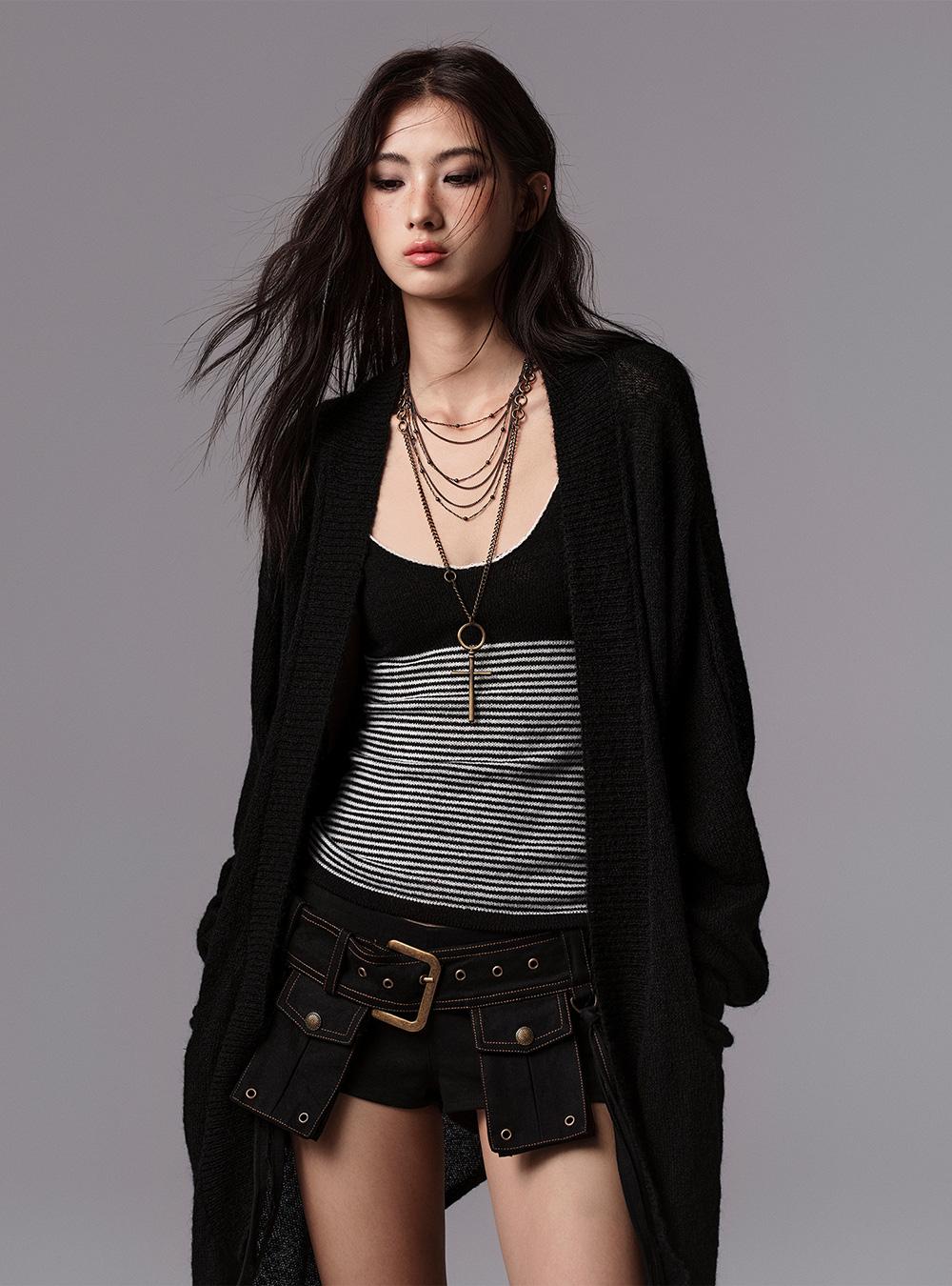 Long-Sleeve Loose Knit Cardigan