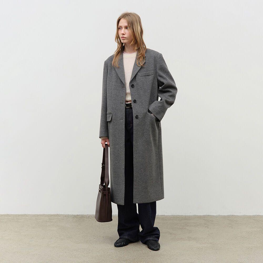 ESSENTIAL CASHMERE SINGLE COAT MELANGE GREY_UDCO4D222G2