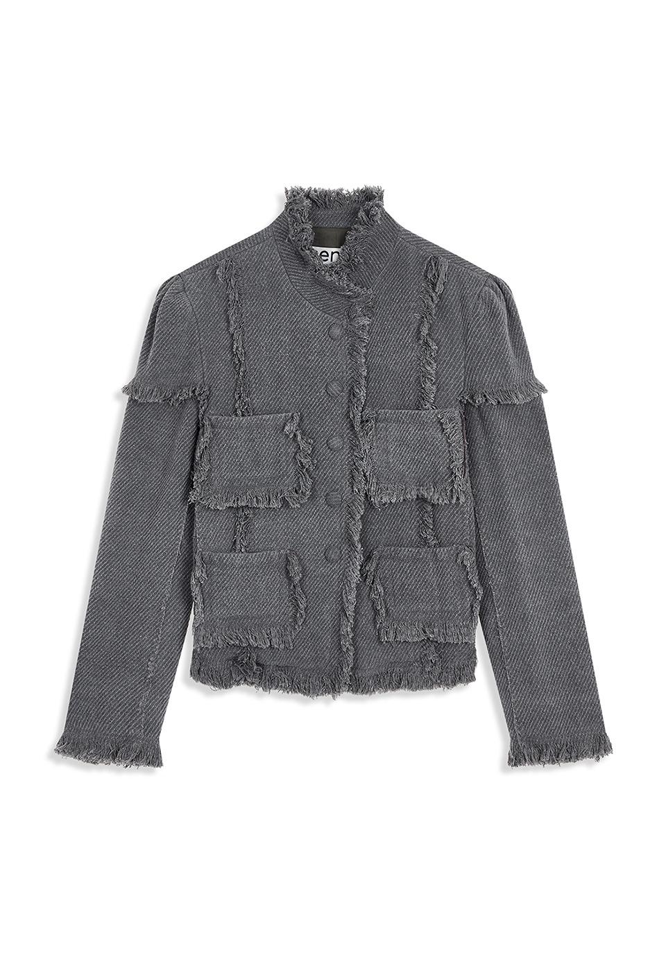 FRAYED TWEED JACKET, CHARCOAL
