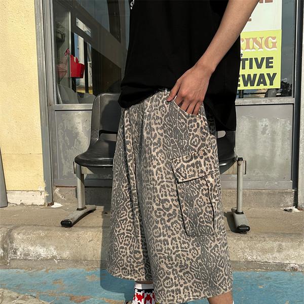 [CGGA] Vintage Leopard Camouflage Loose Pocket Shorts