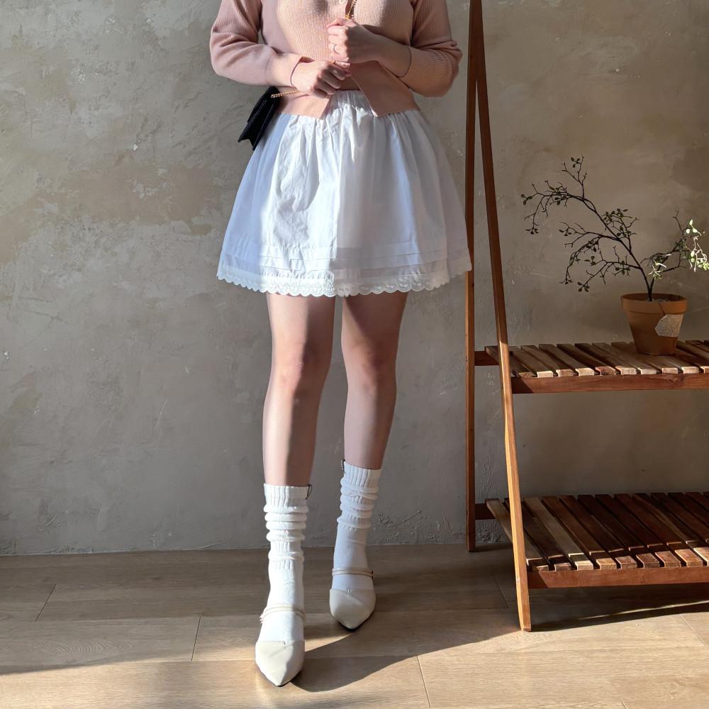 [~77] 유미 펀칭 레이스 스커트