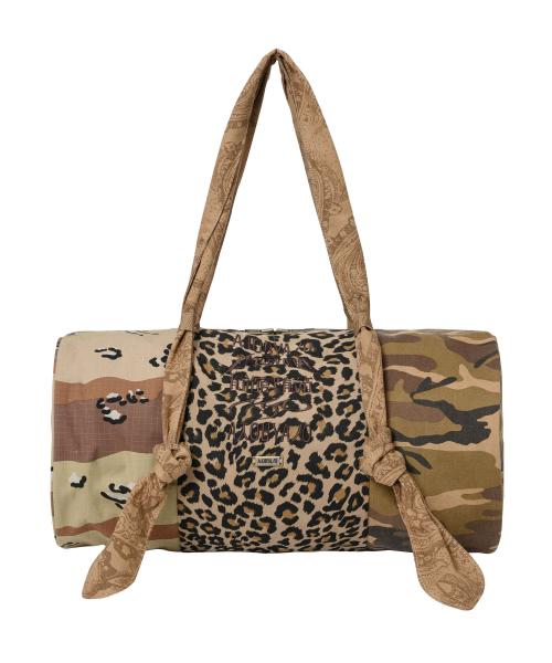 Pattern Mixed Duffle Bag [CAMEL]