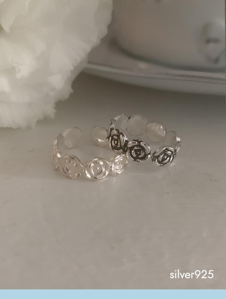 (모앳/반지) rose little finger ring (silver925) 실버 프리사이즈링 애끼반지 빈티지 장미