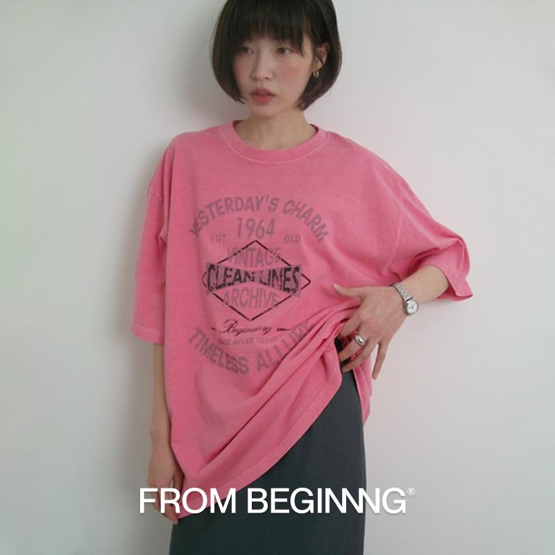 프롬비기닝 [MADE]아카이브 프린팅 박시 티셔츠 (2color) (반팔 반팔티 휴양지 티셔츠 여름 출근룩 오버핏반팔 휴양지룩 상의 반팔티셔츠)
