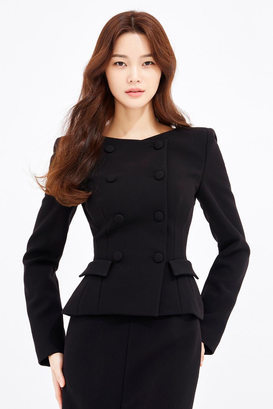 WOOL SILK BOAT NECK LINE FLARE JACKET