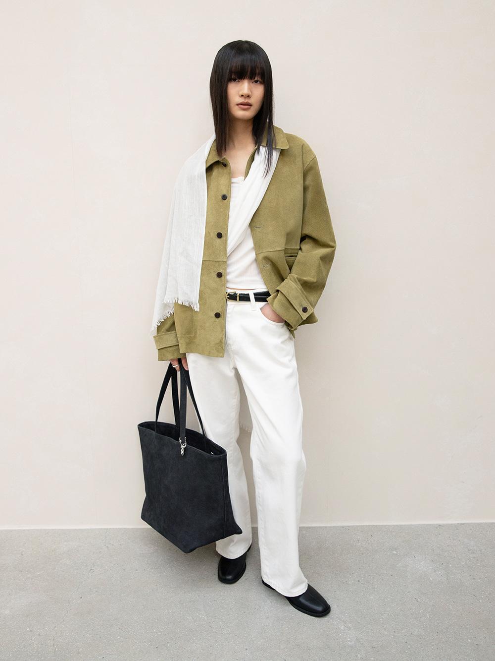 Suede Car Coat (Olive)