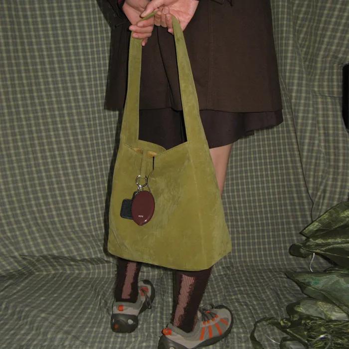 0008 Square Shoulder Bag_Suede Olive