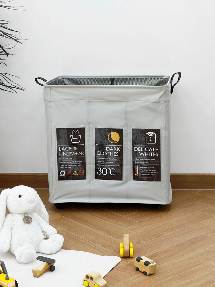 [온라인 아울렛/무료배송] 바네스데코 런드리 햄퍼 분리수거함 3단 세탁 빨래바구니110L