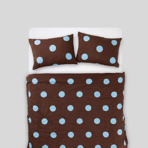 퍼 프리 모달 볼드 도트 이불 커버_브라운/블루