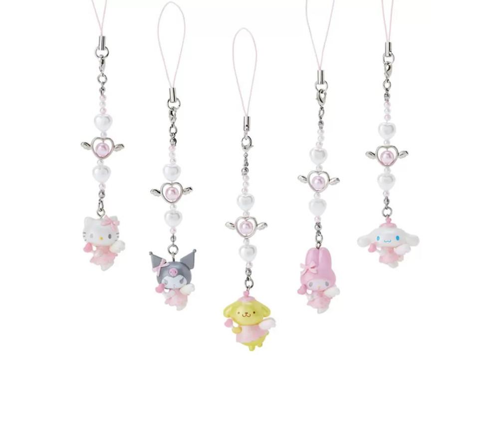 산리오 꿈꾸는엔젤 1탄 유메미루 비즈키링 스트랩 시나모롤 마이멜로디 키티 폼폼푸린 쿠로미