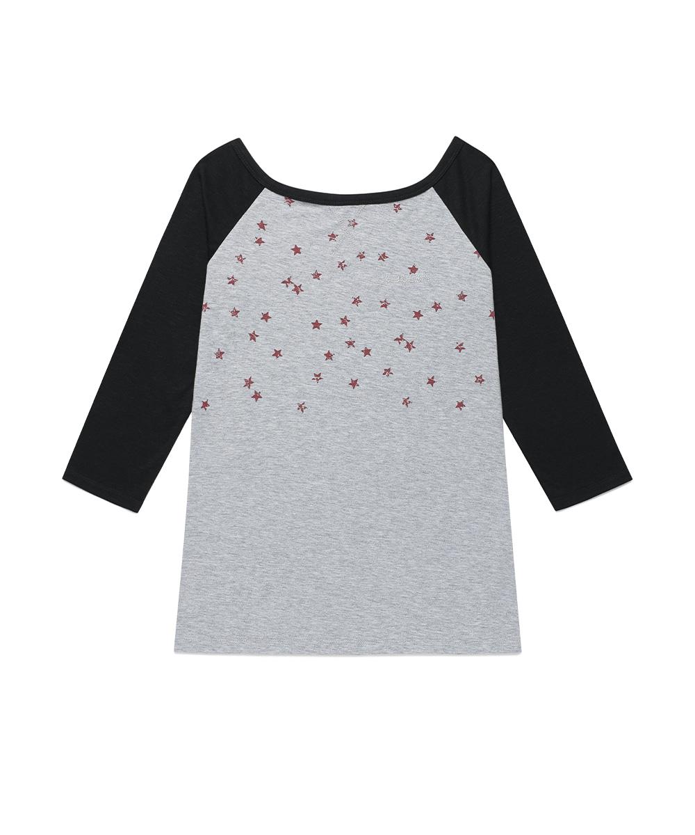 U NECK STAR RAGLAN LS TEE[GREY]