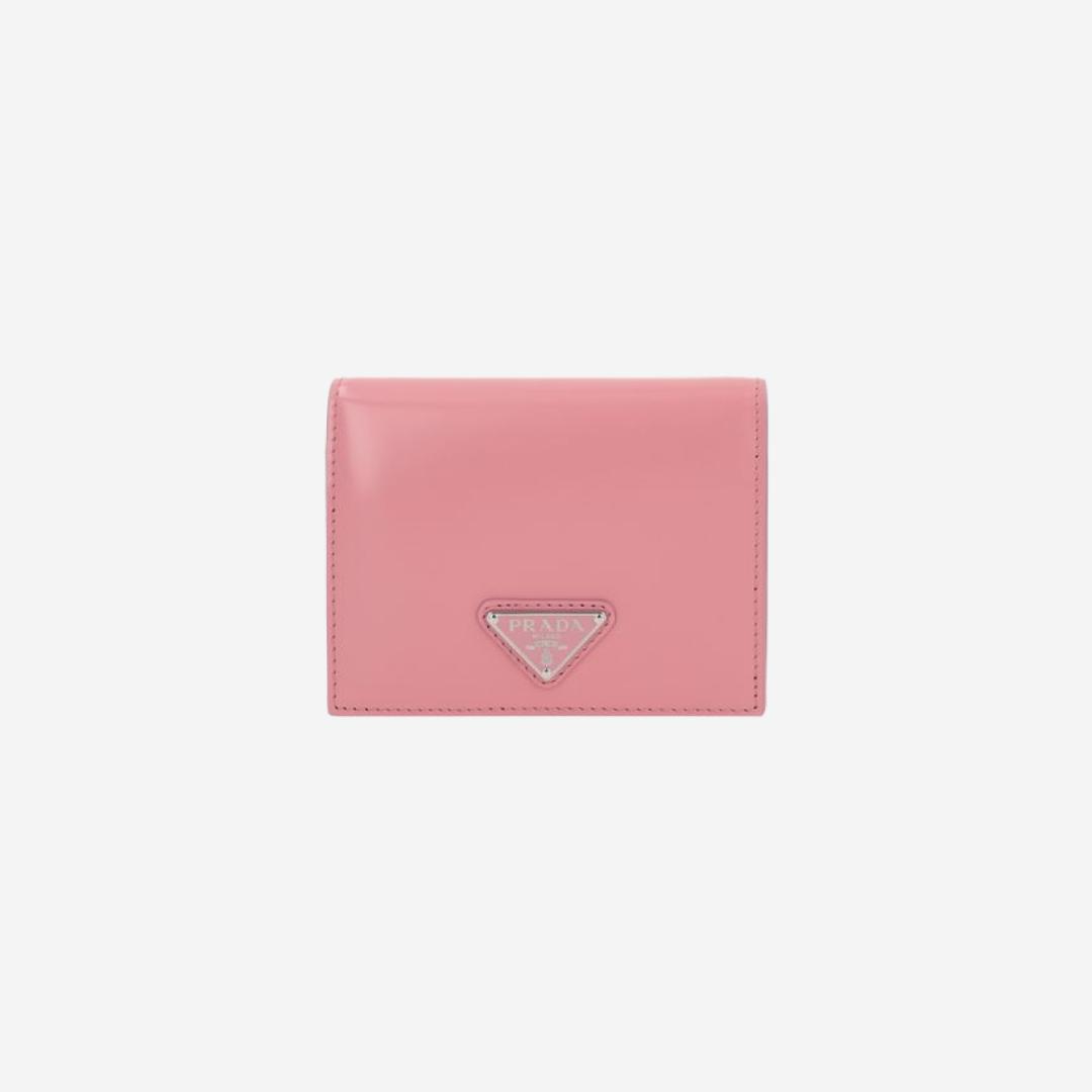 Prada Brushed Leather Wallet Petal Pink