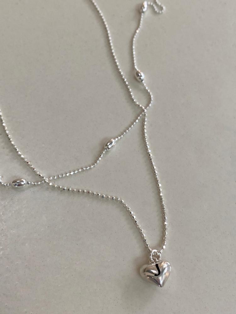 [무르무르]925실버 반짝 볼체인 커스텀 이니셜 하트 목걸이