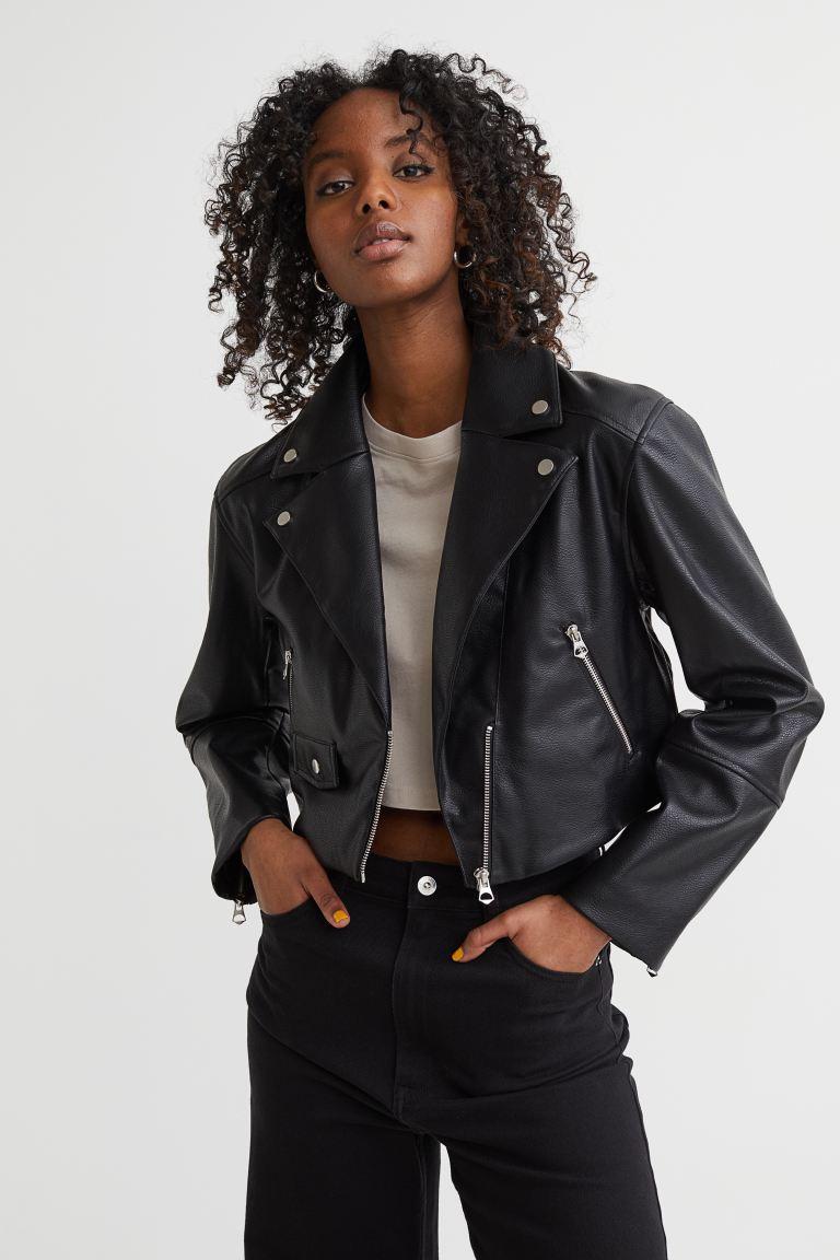 크롭트 바이커 재킷