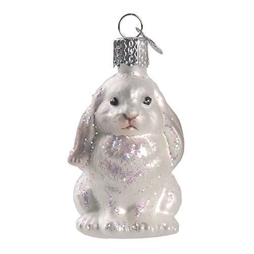 Old World Christmas Glass Blown Baby Bunny White Ornament