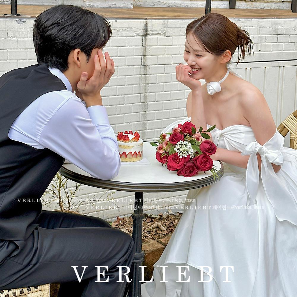 (대여) 클로슈 리본 탑 타프타 티어드 풍성 드레스 셀프웨딩 스냅촬영 피로연 : 페어립트- VERLIEBT