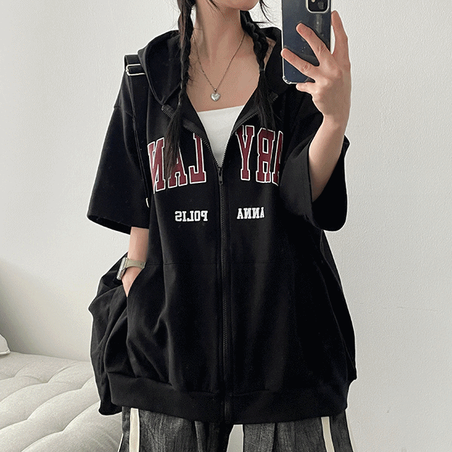 메리박시반팔후드집업 (3color)