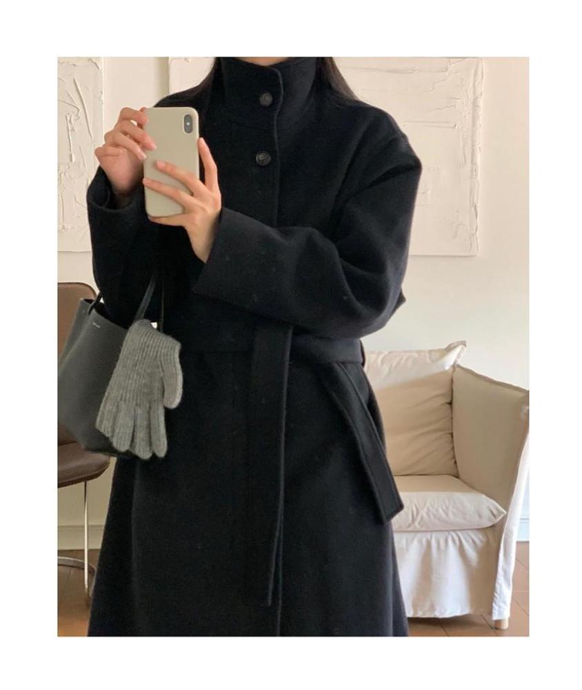 Object 오브젝트 하이넥 캐시미어 울 스트랩 롱 코트 (2colors)