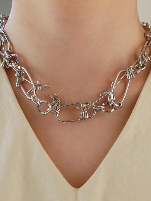 플라워 체인 목걸이-실버