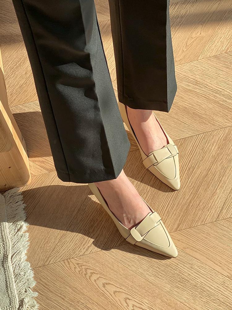 [성수동 수제화] 소가죽 스틸레토 미들 통굽 펌프스힐 5cm