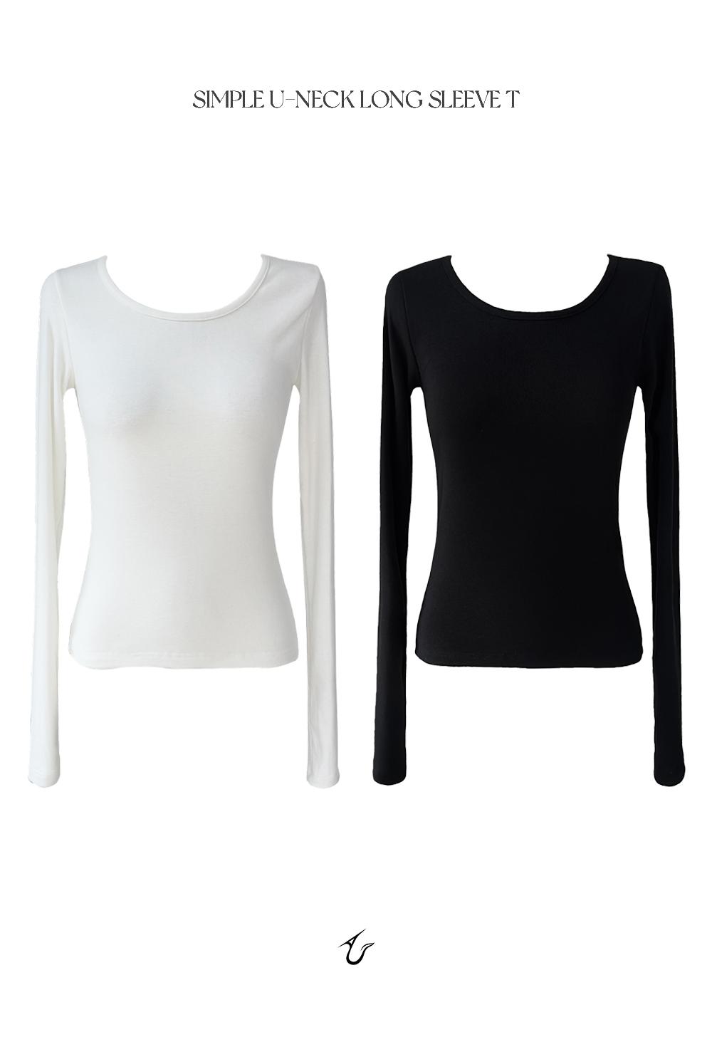 [기모] simple U-neck long sleeve T