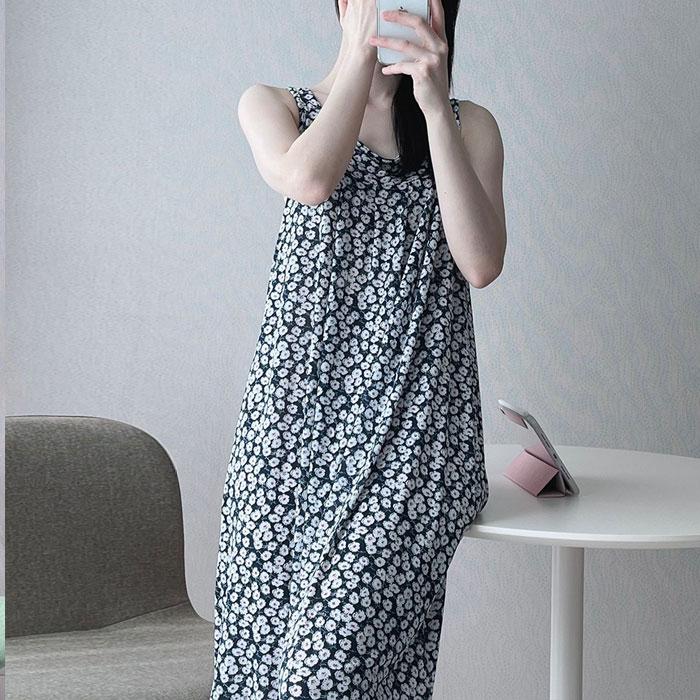 501124 원피스잠옷 여성 민소매 냉장고 쿨 냉감 홈웨어 원피스