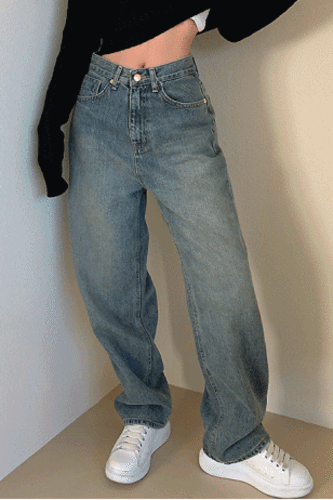 빈티지 중청 스트레이트 진