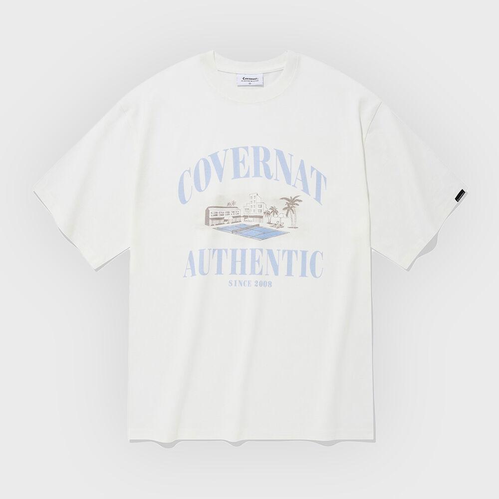 (W) 애슬레틱 그라운드 티셔츠 화이트