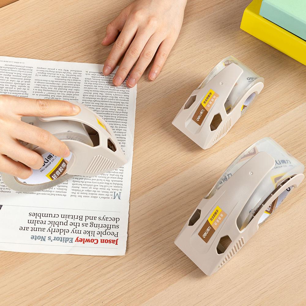 델리 무소음 투명 박스테이프 택배 포장 테이프 디스펜서 커터기 리필 중형 소형