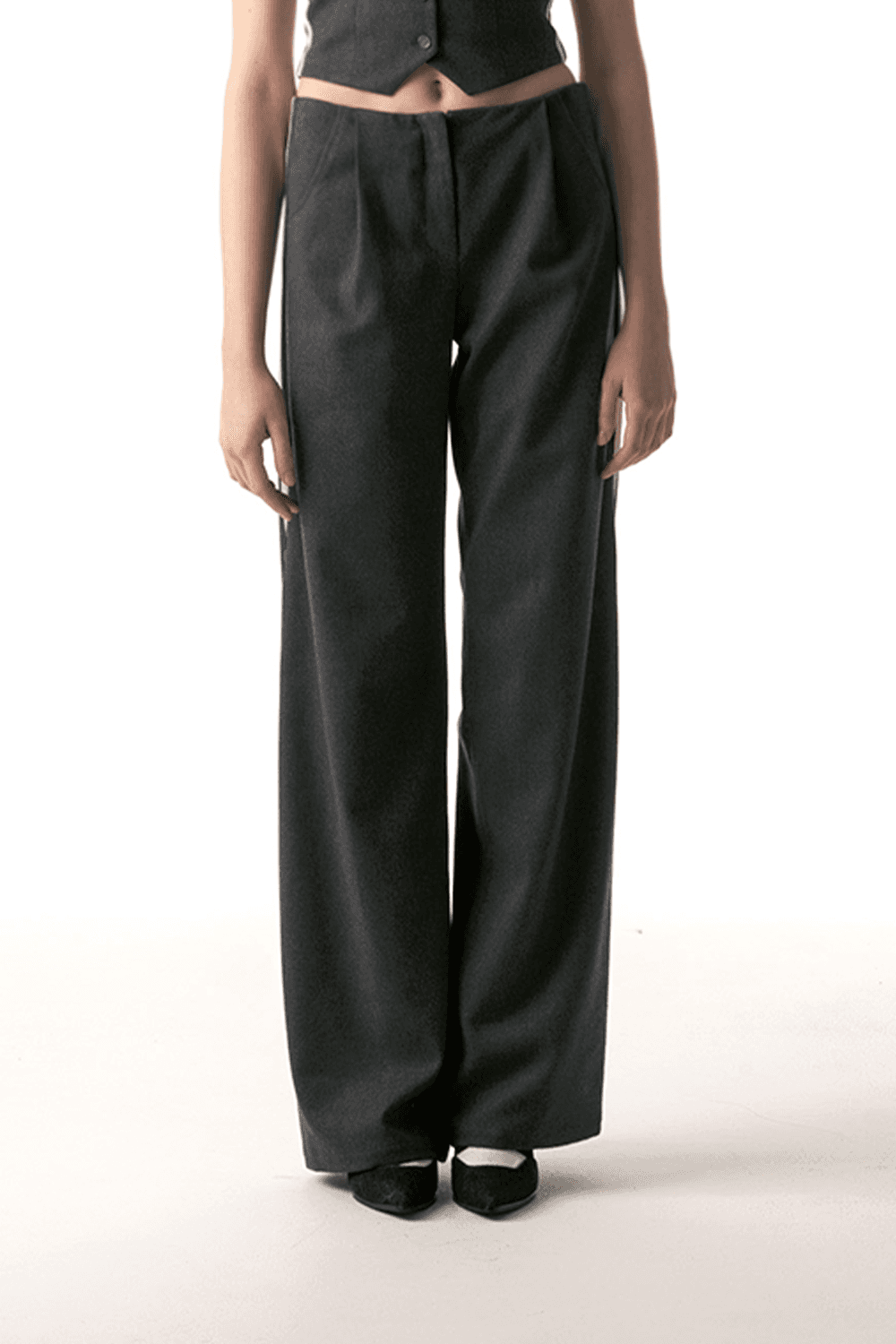 2000ARCHIVES  (WOMEN) JENNY WIDE TROUSER (GREY)