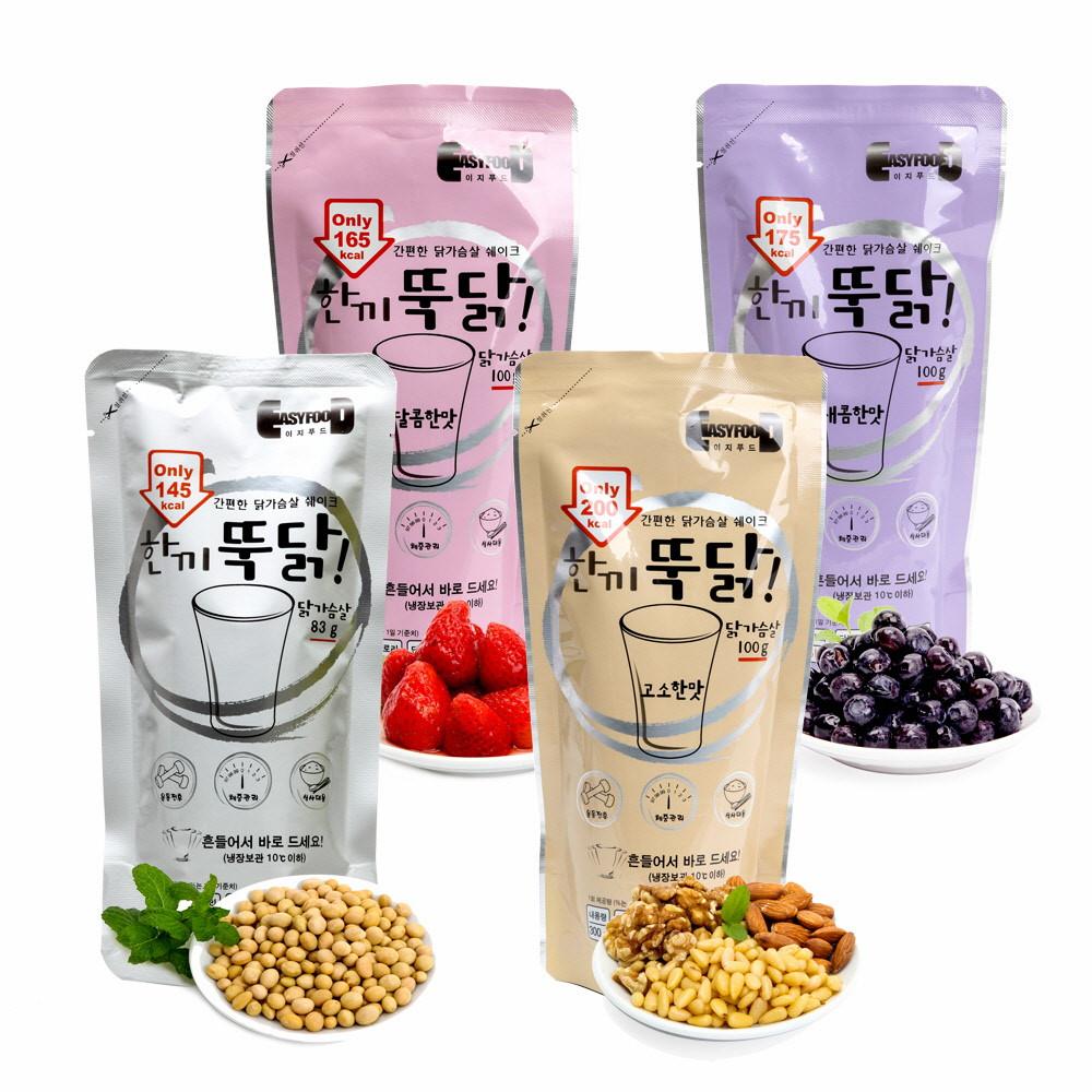 이지푸드 한끼뚝닭 닭가슴살 쉐이크 혼합 4종 2팩씩 8팩 식사대용 한끼