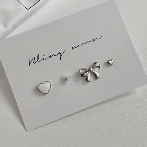 [4 set] 바닐라 리본 피어싱 세트