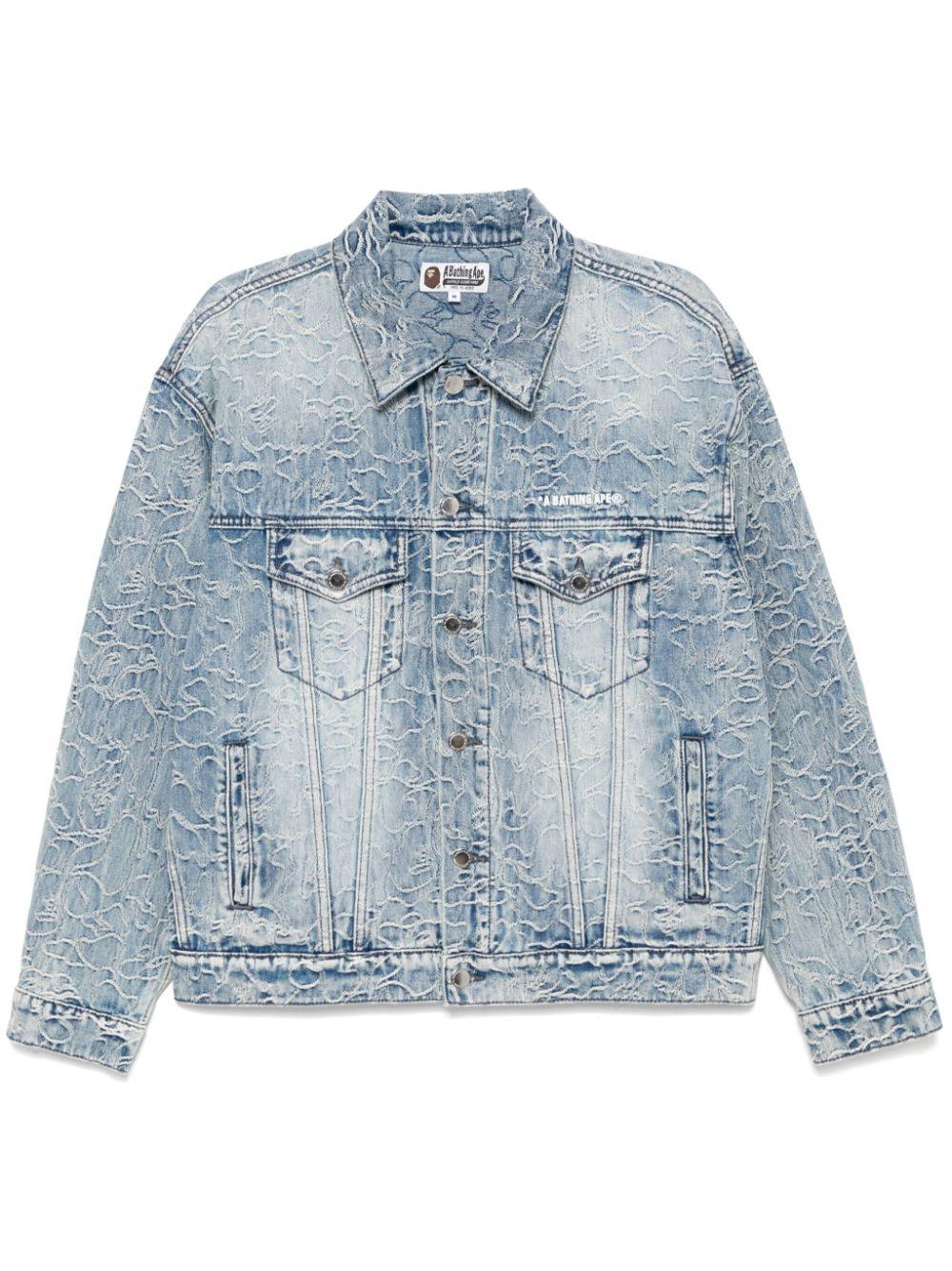 logo-embroidered denim jacket