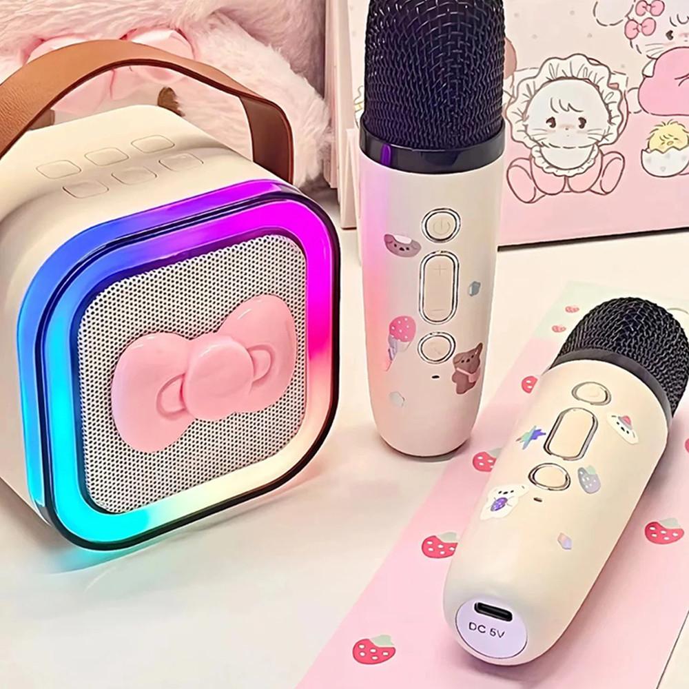 블루투스 노래방 마이크 led 2인 무선 휴대용 세트