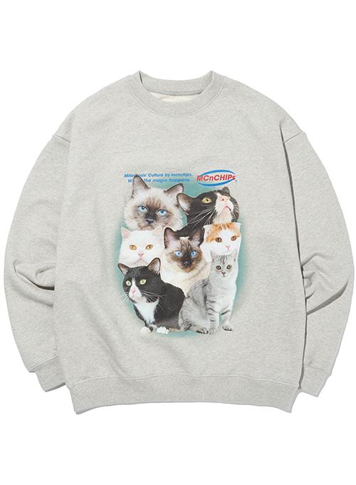 Cat squad goals crewneck [grey]