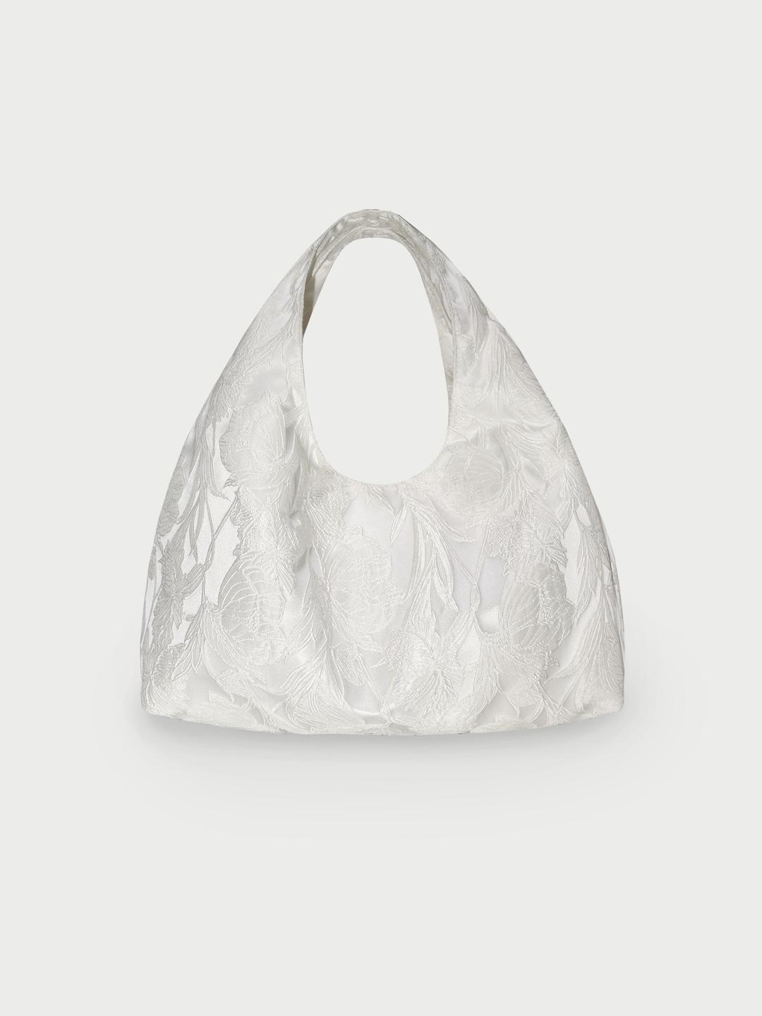 Draped Mini Bag _ Floral Pattern [Ivory]