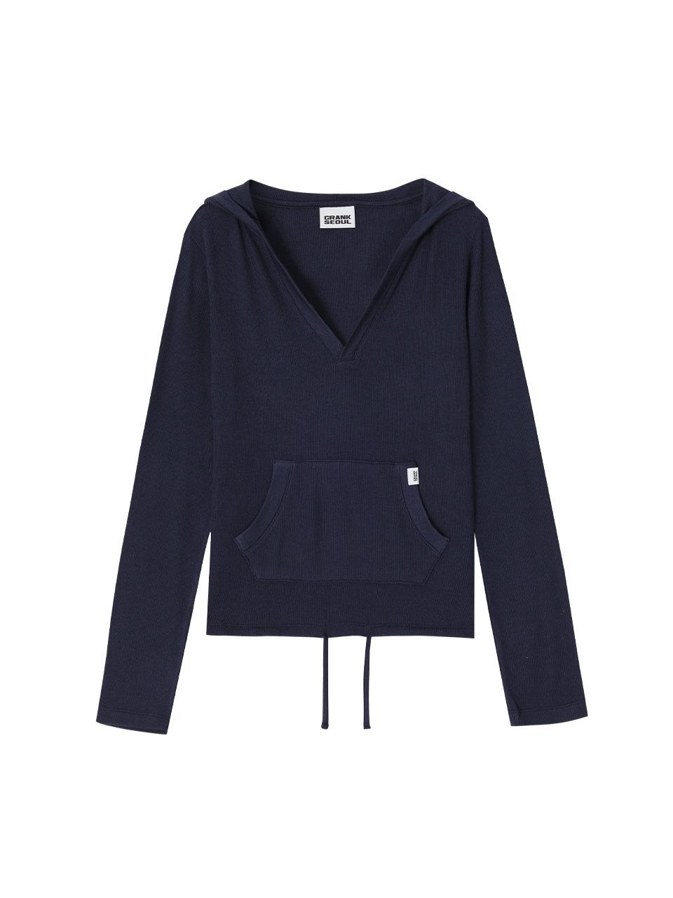 SOFT RIB HOODED TOP_NAVY