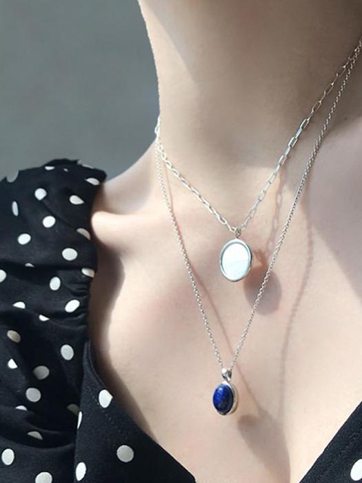 Lapis Lazuli round necklace - SILVER chain [silver925]
