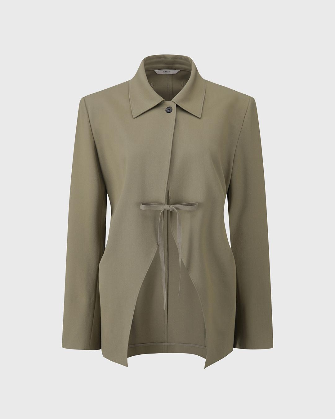 CLASSIC RIBBON SET UP JACKET_KHAKI