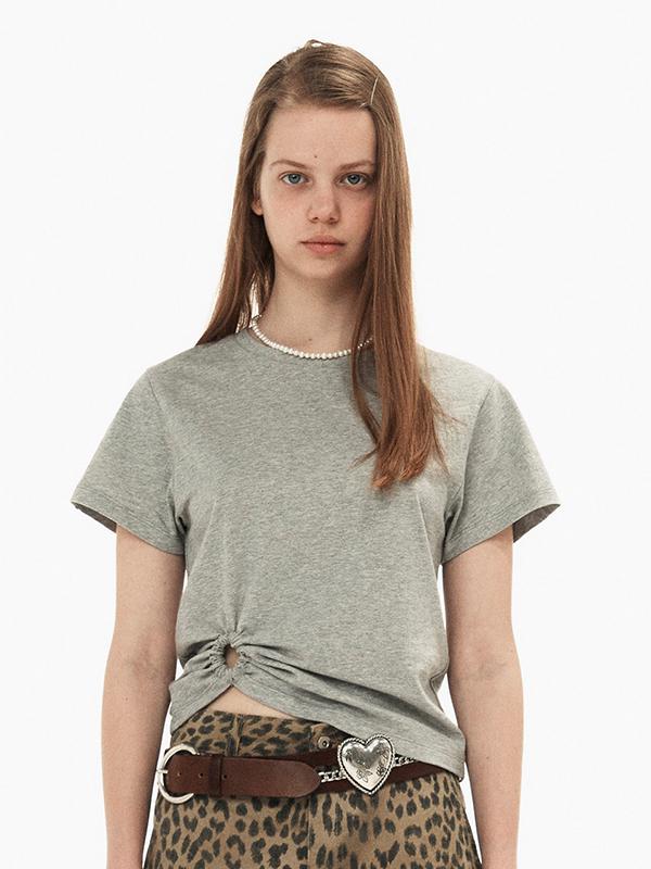 Ring Number Short Sleeve T-shirt / Melange Grey