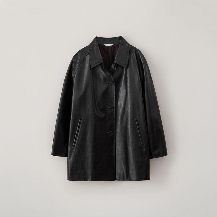 ARTIFICIAL LEATHER HALF COAT_BLACK
