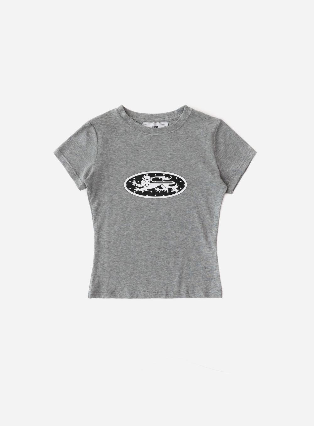 [w-tee25-078] 미스틱 도트 로고 져지 티셔츠 - 그레이