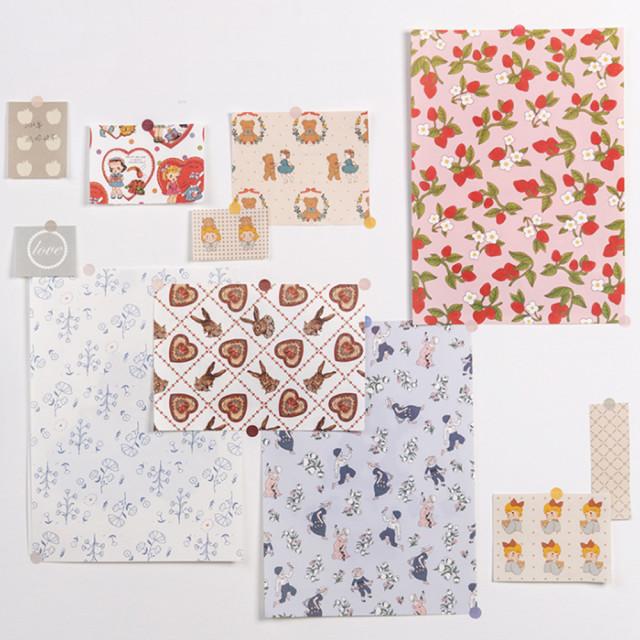 레트로 빈티지 일러스트 다꾸 랩핑지 8매 : 수블리예