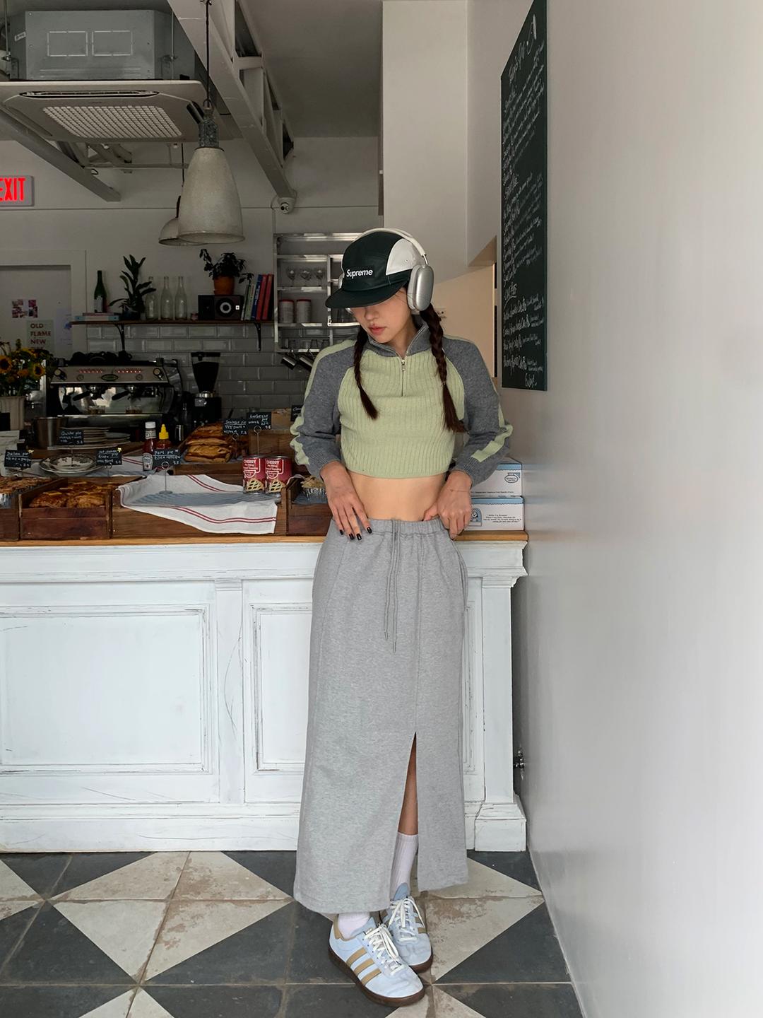 이지 트레이닝 슬릿 스커트 (2color)