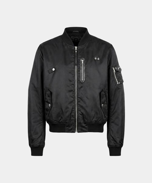 Satin Nylon MA-1 Jacket - Black