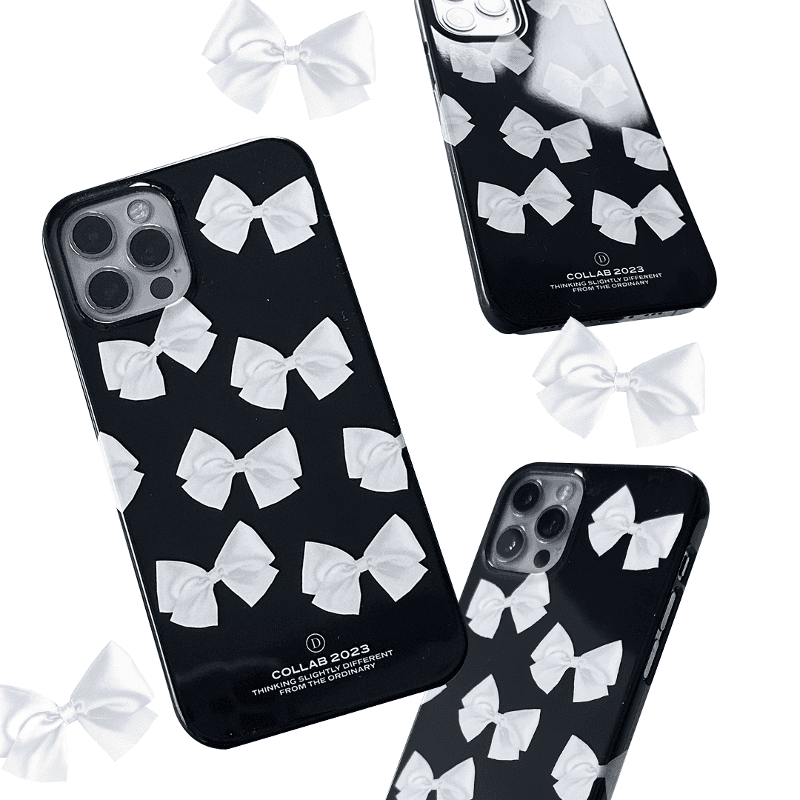 [콜라보][유광하드] 화이트 리본 케이스